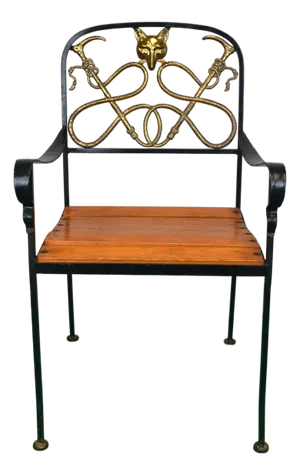 late 20th century Fox Hunting Armchair Painted Iron W/ Brass Back Provenance: The Susie Hilfiger Collection