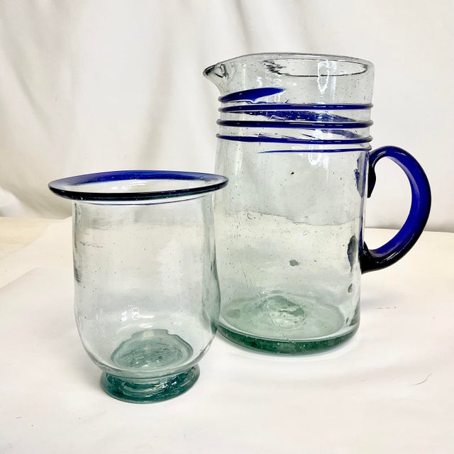 1970s Vintage Mexico Hand Blown Glass Bar Collection - 15 Piece Set. For Sale - Image 4 of 10