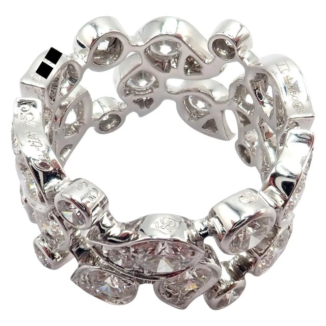 Silver Cartier Diamond Leaf Wide White Gold Band Ring, Size 6.25 For Sale - Image 8 of 10