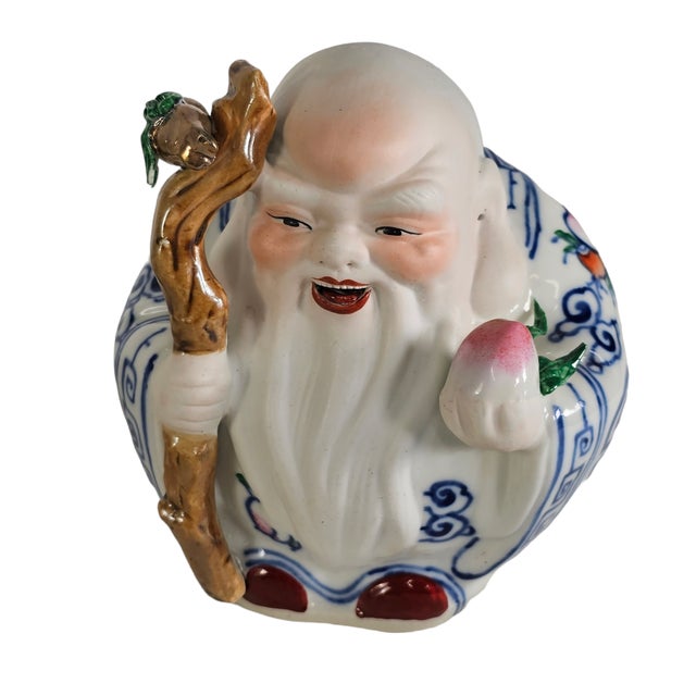 Jingdezhen Sculpture Porcelain Factory Shou Lao & Shou Po Deities Pair 6.5" For Sale In San Francisco - Image 6 of 9