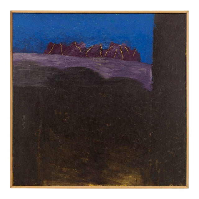 Larry Abramson, Large Israel Modernist Landscape Painting Bezalel Artist, 1983 For Sale