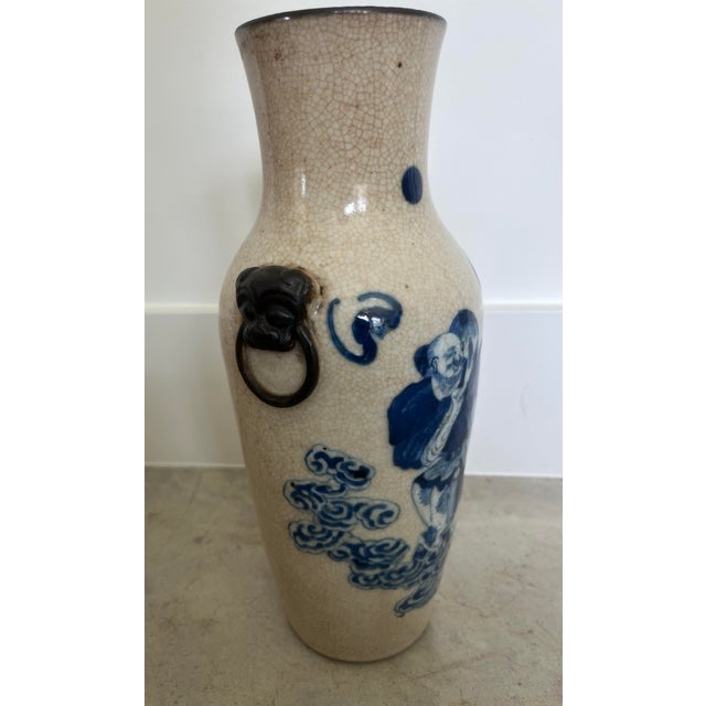 Chinese Antique Chinese Porcelain Vase With Sculpted Fu Dog Handles, C. 1880s For Sale - Image 3 of 12