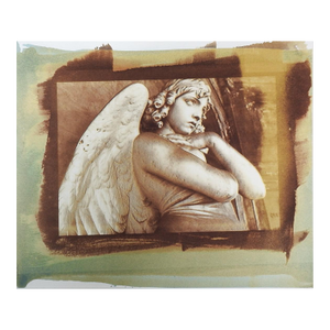 Late 20th Century Green and Sepia Monteverde Angel Sculpture Photograph