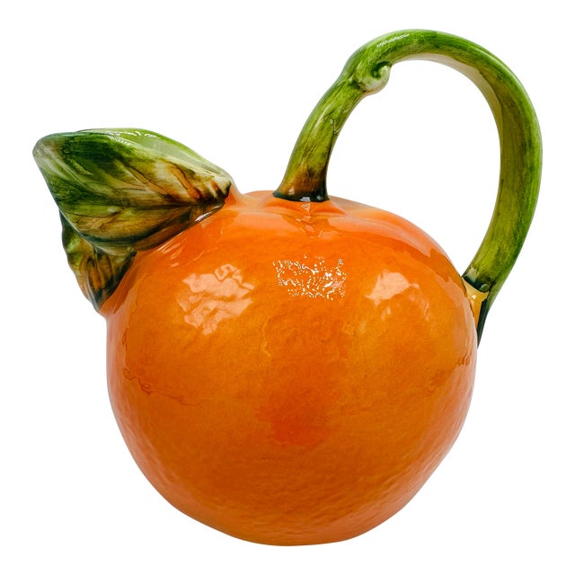 Italian Vintage Ceramic Orange Teapot For Sale
