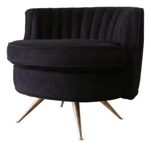 1950s Channel Tufted Barrel Swivel Chair by Henry Glass for j.g. Furniture in Black Wool