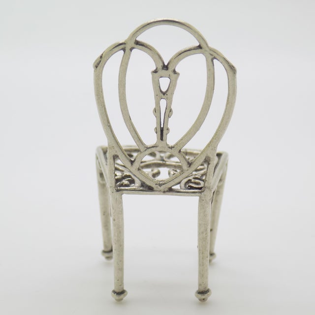 Metal Vintage Italian Handmade Silver 800 Chair Figurine, Arezzo, 1970s For Sale - Image 7 of 12