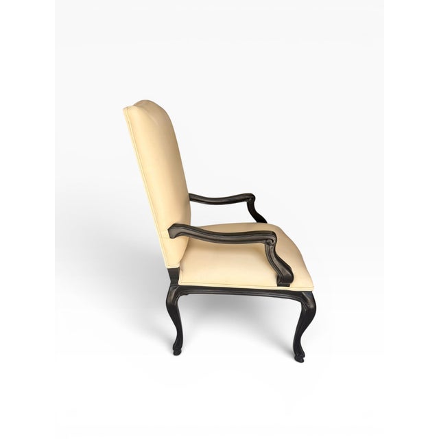 Kreiss Cream Leather Chippendale Style Armchairs – Pair For Sale In Miami - Image 6 of 15