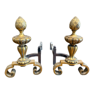 Pair of Gilded Artichoke Andirons