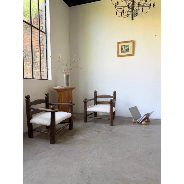 Lounge Chairs in Oak by Dudouyt, 1950s, Set of 2 For Sale - Image 3 of 18