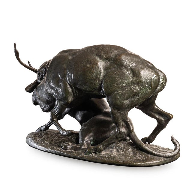 Antoine-Louis Barye, Panther & Stag Hunting Scene, 1800, Bronze For Sale - Image 6 of 18