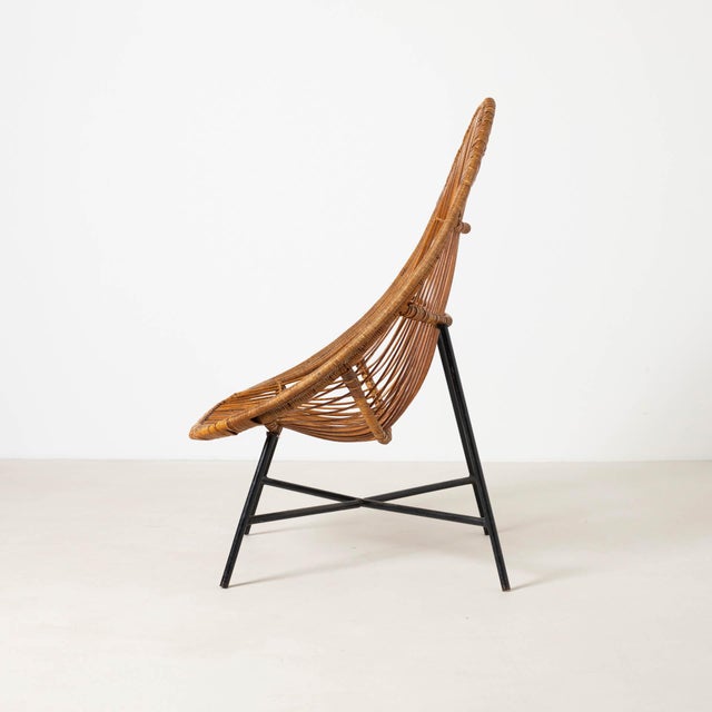 Mid-Century Modern Mid-Century Modern Wicker Chair from Uluv Krásná Jizba, 1950s For Sale - Image 3 of 9