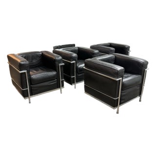Le Corbusier Style Cube Lounge Chairs, Set of Four For Sale