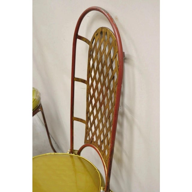 Vintage Italian Hollywood Regency Iron Gold Gilt Lattice Dining Set - 7 Pc Set For Sale - Image 13 of 14