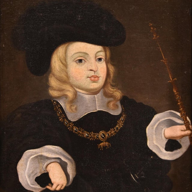 Baroque After Juan Bautista Martínez Del Mazo, Charles II King of Spain Portrait as a Child, 1667, Oil on Canvas, Framed For Sale - Image 3 of 16