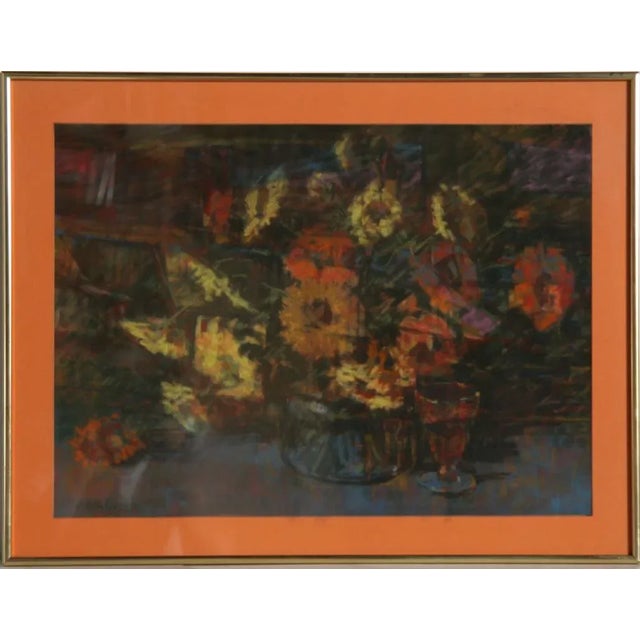 Modern Basket of Flowers, Unknown Artist Pastel on Paper, Signed L.l. 'd. Kelly Sivsky' For Sale - Image 3 of 3