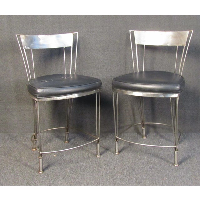 Pair of Vintage Metal and Vinyl Stools For Sale - Image 9 of 9
