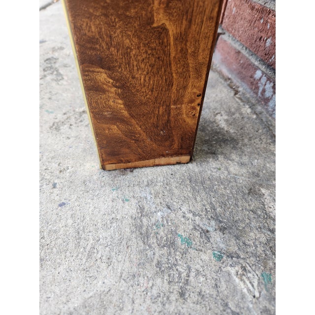 Art Deco 1970's BurlWood Dining Table With Glass Top For Sale - Image 3 of 6