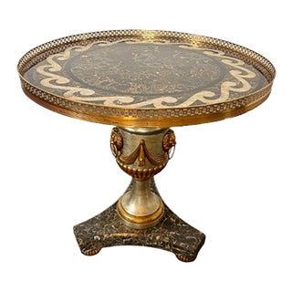 1980s Maitland Smith Round Inlaid Marble Table For Sale