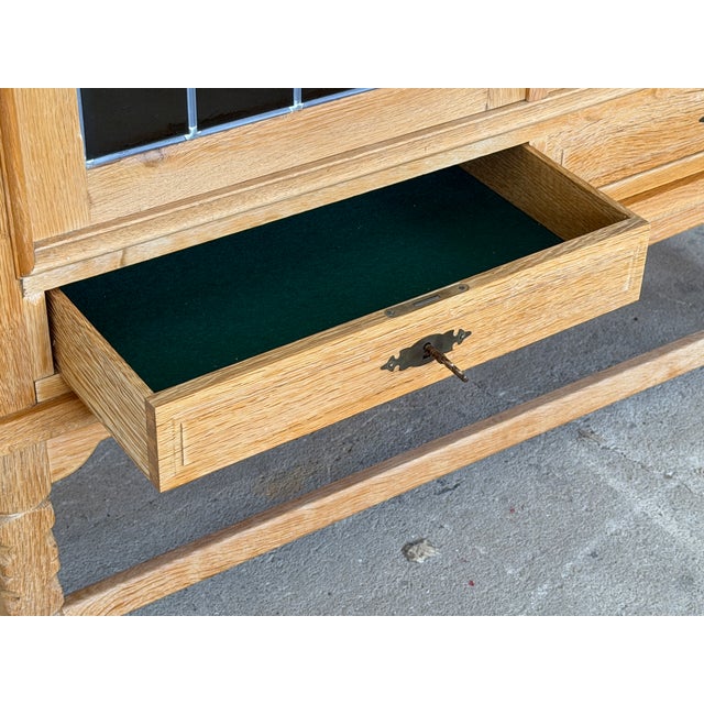 Brown Mid-Century Danish Brutalist Oak Display Cabinet from Henning Kjærnulf, 1960s For Sale - Image 8 of 14