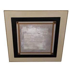 John Richard Neiman Marcus Mixed Media Art Wrought Iron Scroll & Wood Tapestry