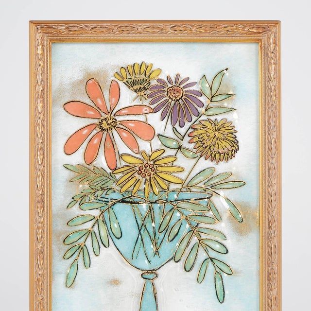 1950s Modern Framed Fused Glass Wall Art by Higgins Studio, Signed, circa 1950 - Set of 2 For Sale - Image 5 of 6