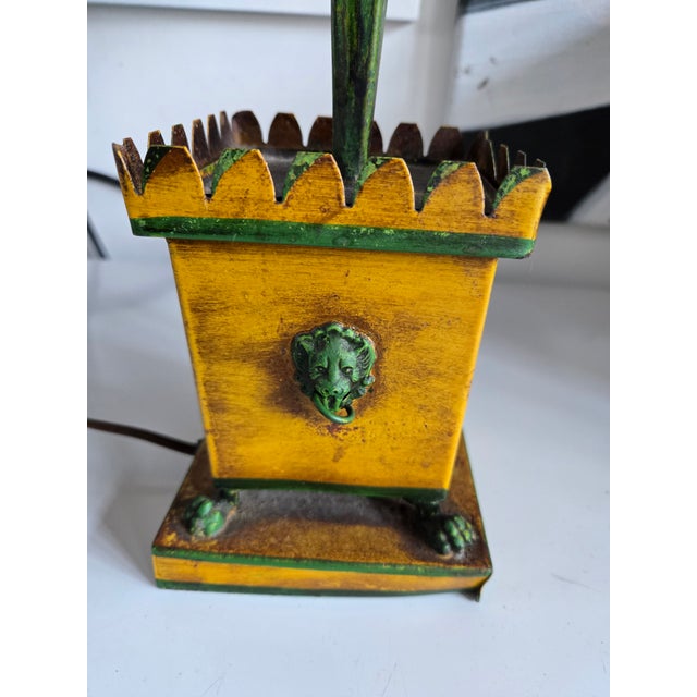 Metal 1960's Italian Yellow Tole Palm Tree Lamp For Sale - Image 7 of 14