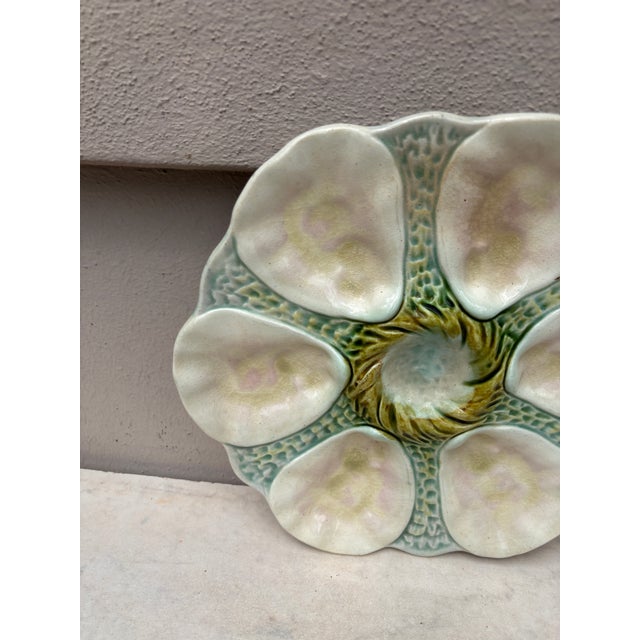 Nautical Rare French Majolica Orchies Oyster Plate Circa 1900 For Sale - Image 3 of 4