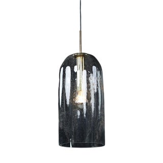 Mid-Century Modern Glass and Brass Pendants attributed to Doria Leuchten, Germany, 1970s For Sale