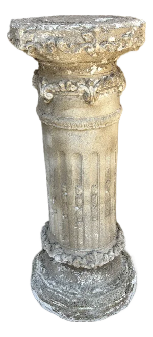 Weathered Neoclassical Cast-Concrete Garden Column Pedestal