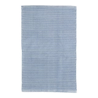 Dash & Albert by Annie Selke Herringbone Denim/Ivory Indoor/Outdoor Rug, 9' 6" x 13' 6" For Sale