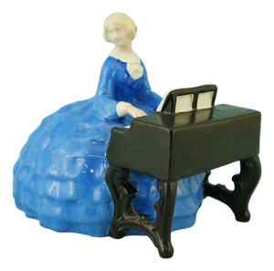 20th Century Ceramic Sculpture of Lady on a Piano by Bertold Loffler for Wiener Keramik in Powolny, Austria