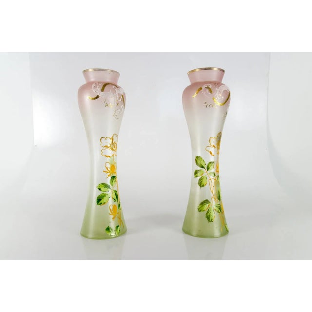 Art Nouveau French Colored Glass Vases, 1920s, Set of 2 For Sale - Image 18 of 18