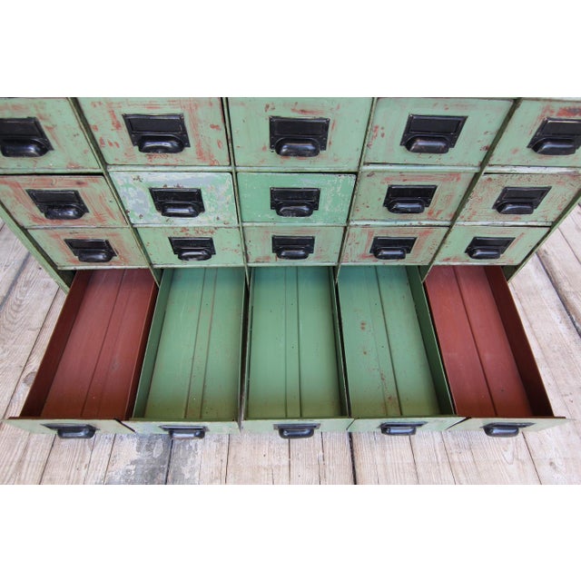 Vintage Industrial Metal Drawer Cabinet, 1920s For Sale - Image 17 of 18