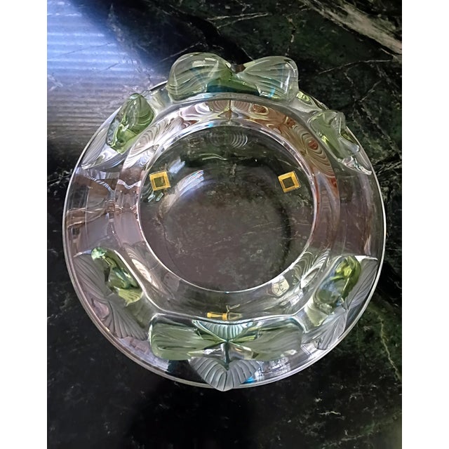Glass 1980s Lalique Lierre Ivy Leaf Crystal Coupe Bowl Centerpiece French Country For Sale - Image 7 of 10