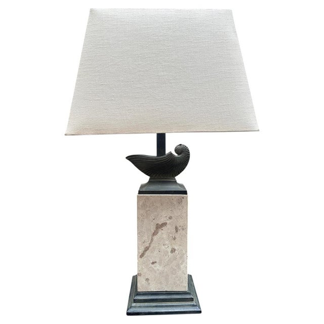 Tall Travertine and Bronze Table Lamp, 1970s For Sale - Image 12 of 12