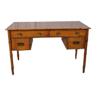 1970s Bamboo Style Writing Desk With Chair For Sale