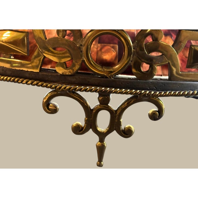 1980s Authentic Maitland-Smith Ornate Brass and Iron Empire Style Chandelier With a Penshell Inlaid Bowl For Sale - Image 9 of 17