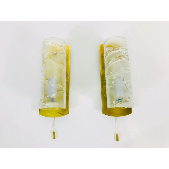 1960s Mid-Century Brass and Glass Wall Lamps by Doria - a Pair For Sale - Image 6 of 9