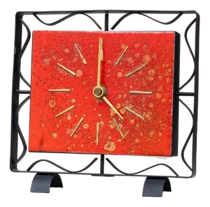 Vintage Mantel Clock in Red Enamelled Metal, 1960s