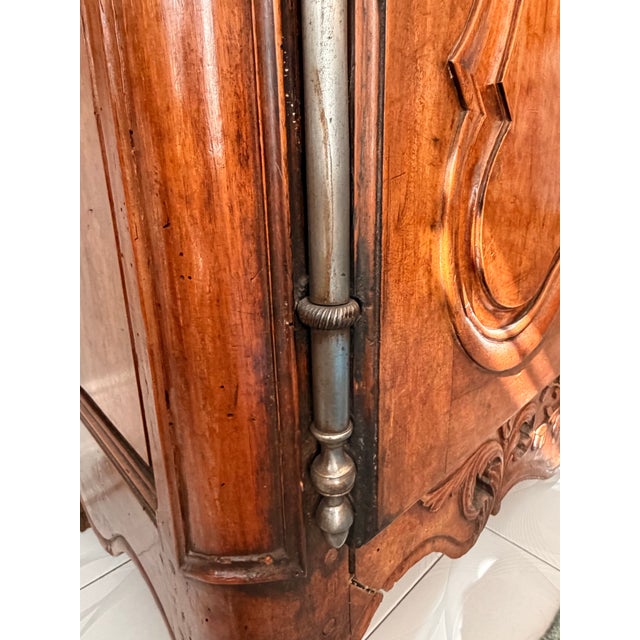 Mid 18th Century Magnificent 18th-Century French Provincial Carved Walnut Armoire — The Fox and the Stork From the Private Collection of Pierre Moulin For Sale - Image 5 of 12