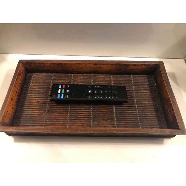 1970s Pencil Reed Bamboo Oblong Tray For Sale - Image 4 of 9