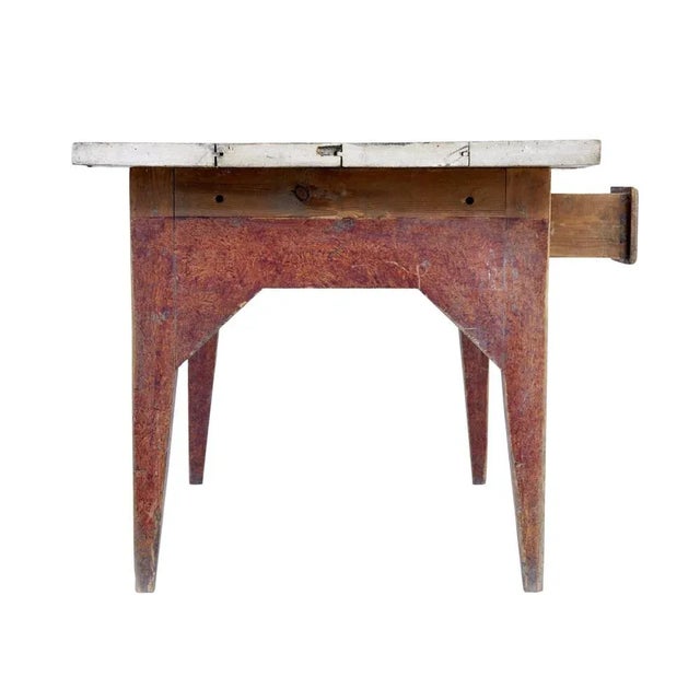 Mid 19th Century Rustic Painted Pine Kitchen Table For Sale - Image 4 of 10
