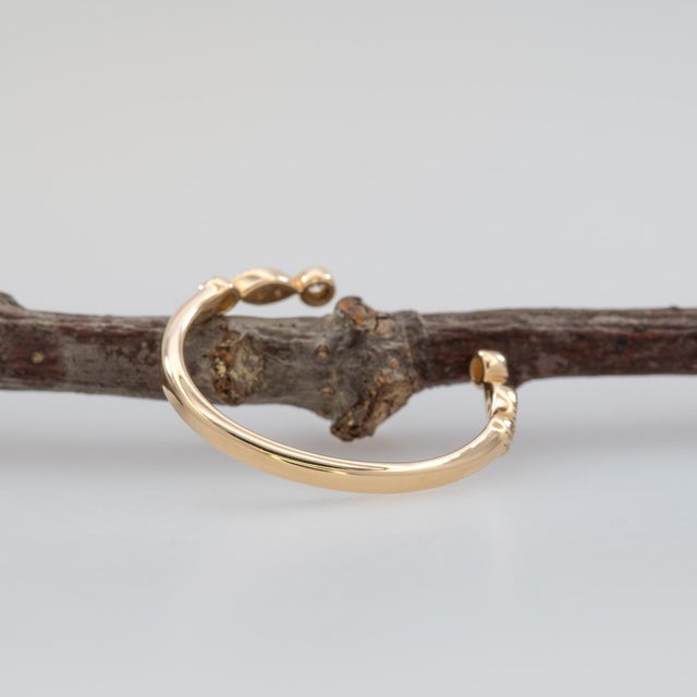 Stackable Natural Diamond Open Band in 14k Yellow Gold For Sale - Image 9 of 11