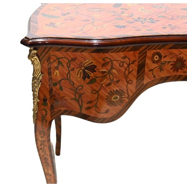 French Writing Desk in Marquetry Inlay For Sale - Image 12 of 14