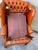 Vintage Chesterfield Georgian Leather Wing Back Button Tufted Chair Ottoman Brass Nailhead For Sale - Image 14 of 16