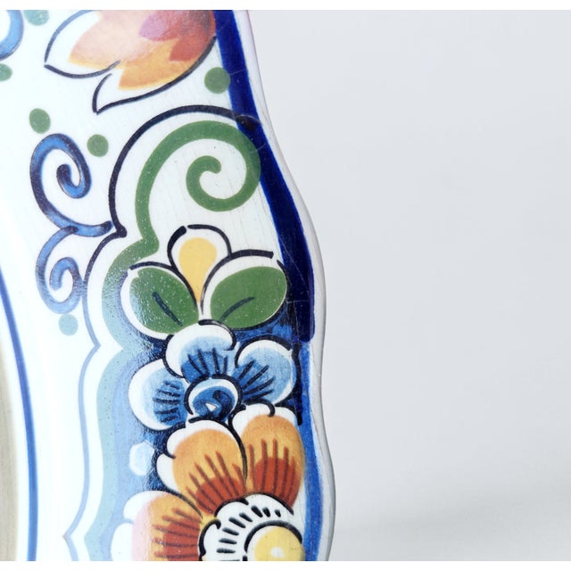 Large Mid-Century Dutch Hand-Painted Polychrome Delft Ceramic Wall Plate, Holland, 1950s For Sale - Image 13 of 16