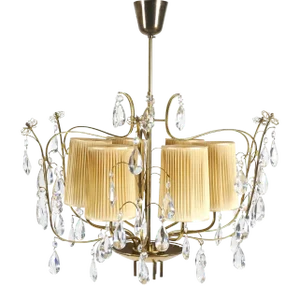1950s Paavo Tynell by Taito OY Crystal & Brass Chandelier