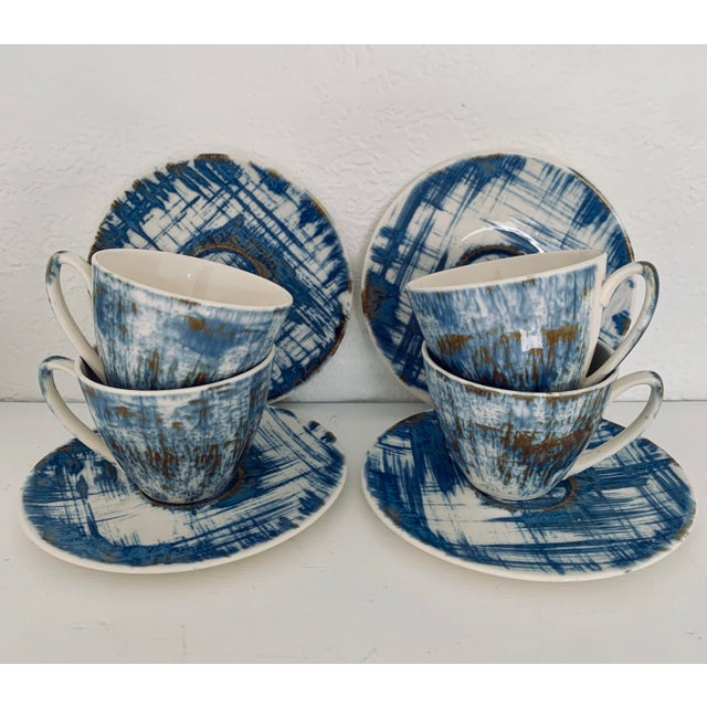 “Blue Dell” is a rare, vintage mid-century dinnerware pattern from the 1950s by the Edwin M. Knowles China Company...