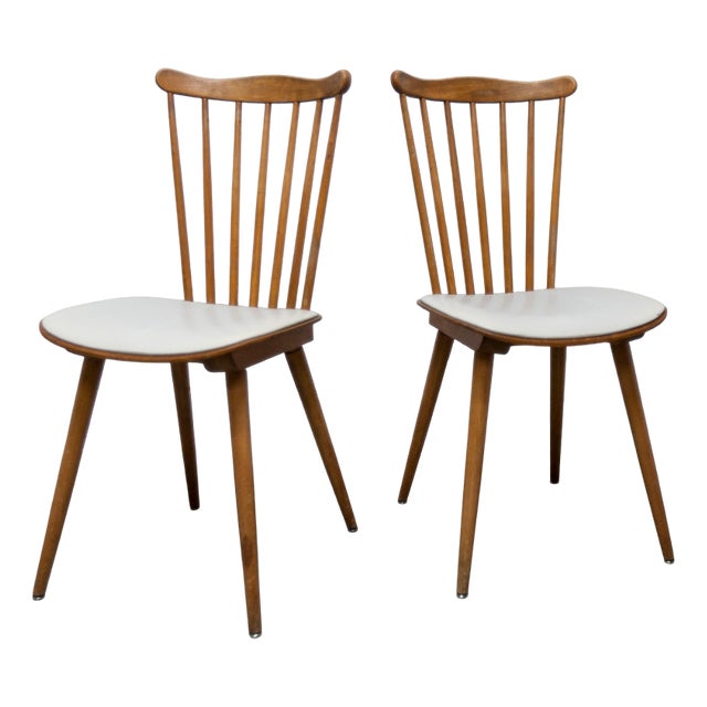 Menuet Chairs with White Vinyl Seats from Baumann, 1960s, Set of 2 For Sale