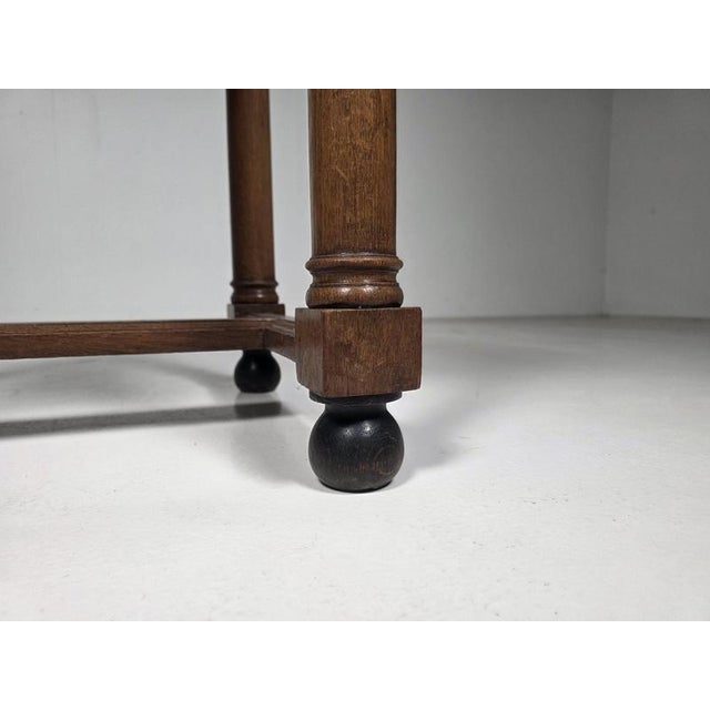 1930s Dutch Amsterdam School Solid Oak Side Table, 1930s For Sale - Image 5 of 8